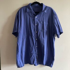 Los Angeles Apparel Blue Dyed Short Sleeve Button Up Shirt